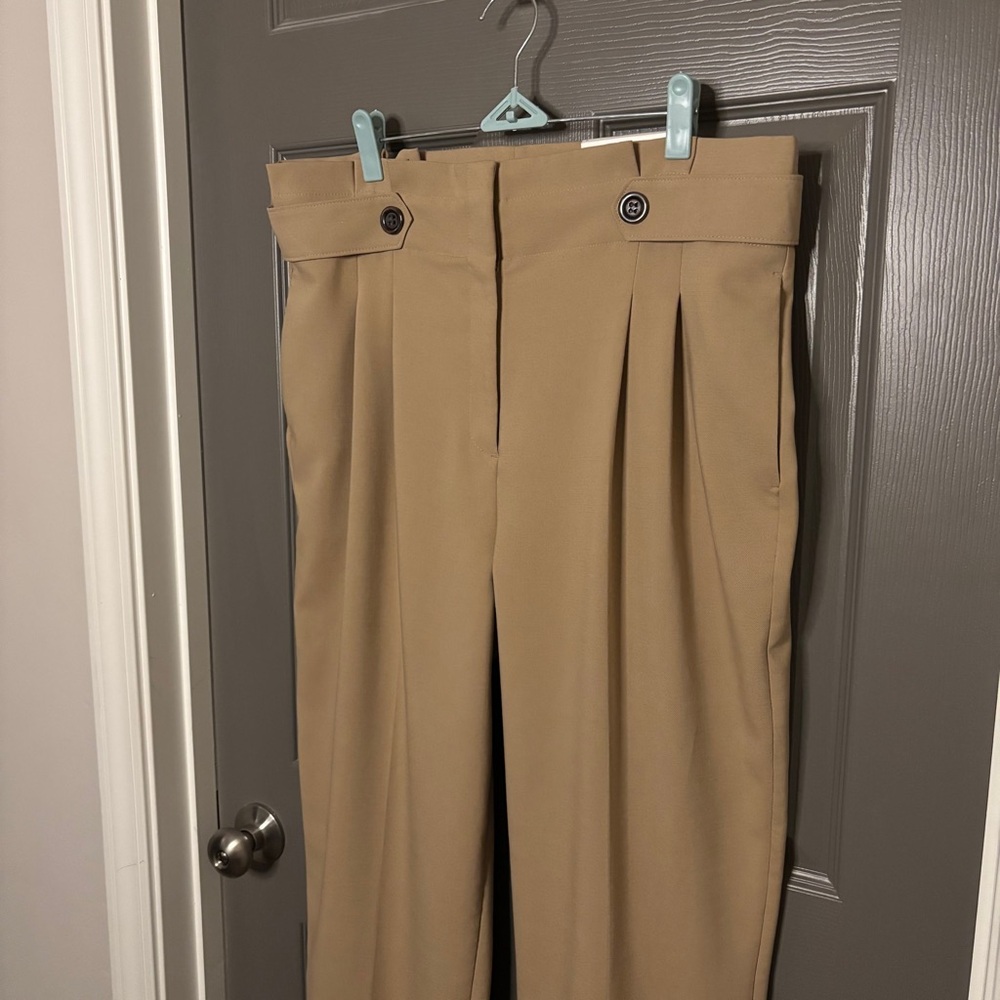 Ann Taylor The Paperbag Ankle Pant New Trousers / Pants Tan Pleated Size 14 - Picture 2 of 14